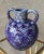 Late 20th-Century Safi-Style Earthenware Dual-Handled Pottery Vessel Drenched in Deep Cobalt Blue & Byzantium Purple, Mexico For Sale - Image 11 of 18