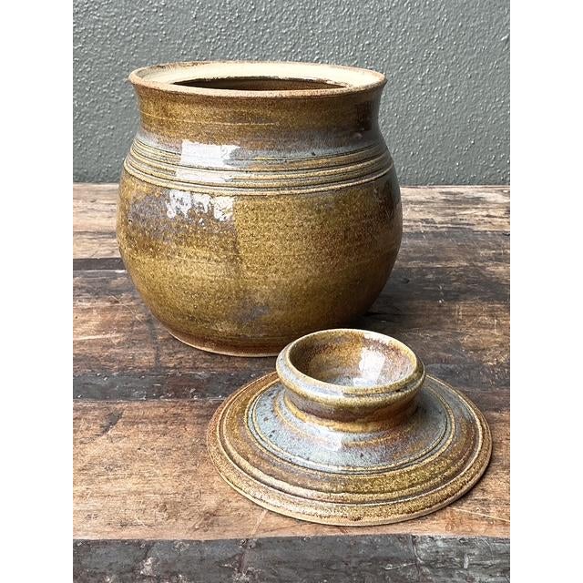 Vintage Aboriginal Studio Pottery Lidded Vase For Sale - Image 4 of 12