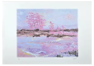 Martine Goeyens, Pink Blossoms, Original Lithograph, 2000s