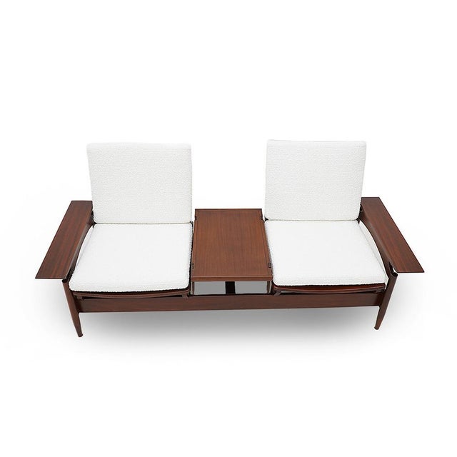 Mid-Century Modern Sofa in Wood and White Bouclé by Mario Franchioni for Framar, 1960s For Sale - Image 3 of 16