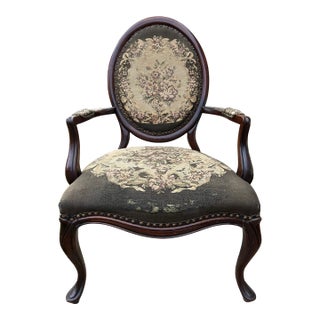 Antique Parlor Tapestry Armchair For Sale