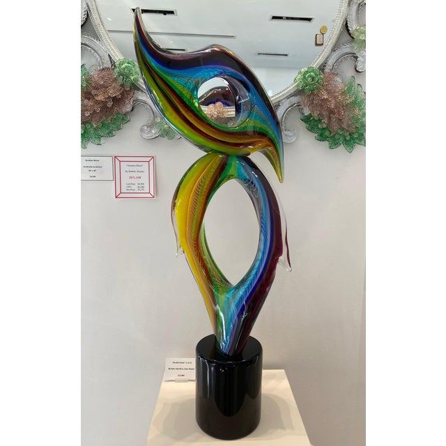 Murano Double Flame Murano Glass Sculpture by Adriano Della Valentino For Sale - Image 4 of 7