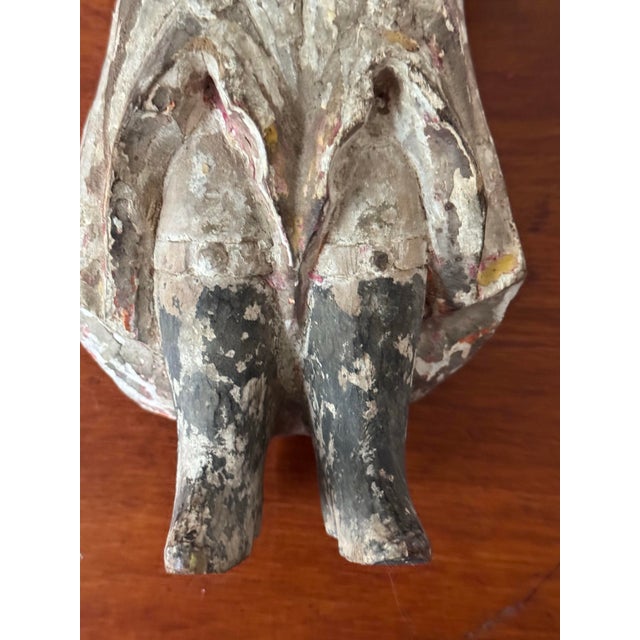 Antique Wooden Santos Figure, Hand-Carved Polychrome Religious Folk Art Sculpture For Sale - Image 9 of 12