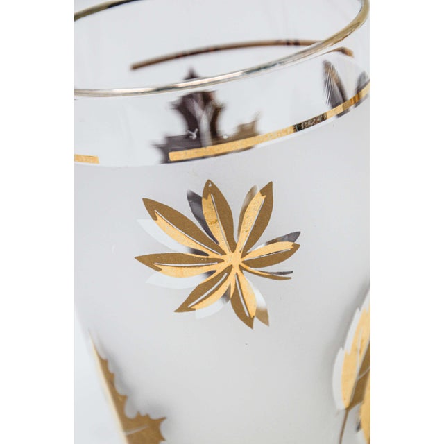 Vintage Libbey Cocktail Glasses Set, Frosted Glass with Gold Leaf For Sale - Image 17 of 18