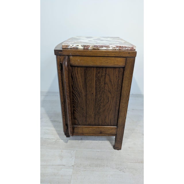 Brown Art Nouveau Oak Cabinet with Marble, 1920s For Sale - Image 8 of 13