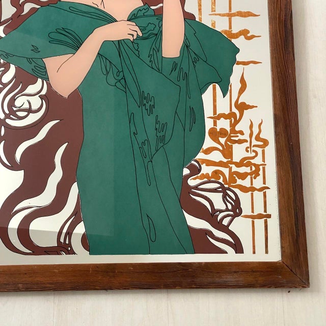 Vintage Art Nouveau Advertising Painted Mirror, 1980s For Sale - Image 11 of 12