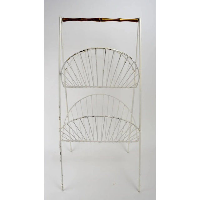 Mid-Century Modern Iron and Brass Catch All Shelf Magazine Rack For Sale - Image 3 of 10