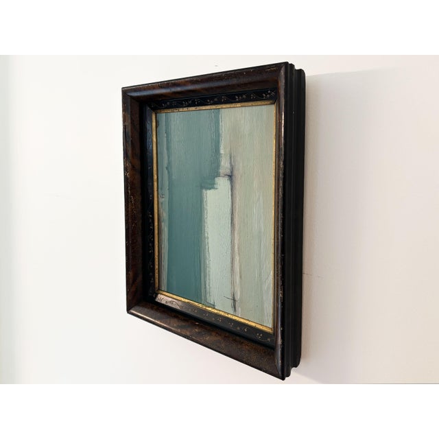 2020s “Matcha" Abstract Art in Antique Frame, Transitional Living Room Art by JTS For Sale - Image 5 of 8