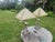 Mid-Century Modern 1950s Mid-Century Modern Atomic Brutalist Majestic Lamp Set ~ Original Fiberglass Shades For Sale - Image 3 of 18
