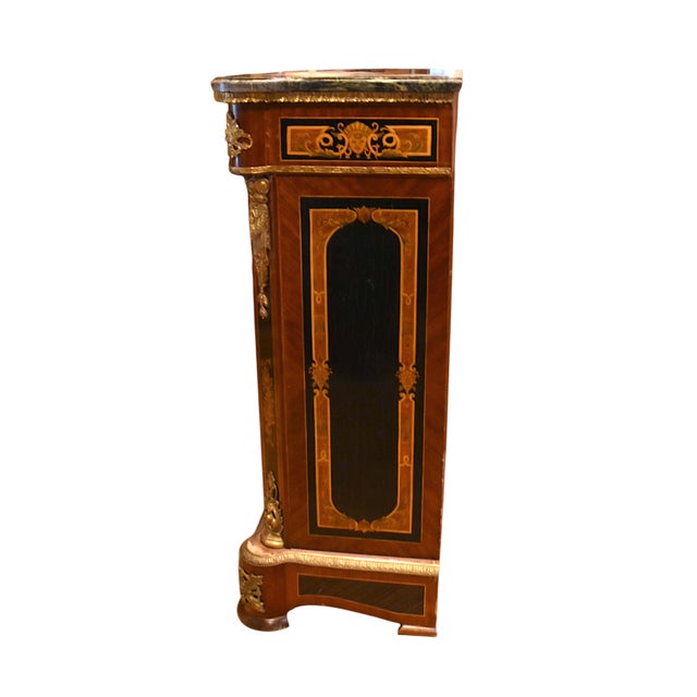 Napoleon III Style Boulle Marquetry Cabinet With Marble Top For Sale - Image 4 of 11