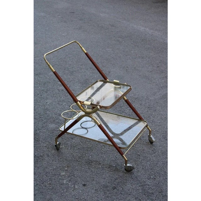Wood & Brass Trolley, 1950s For Sale - Image 13 of 13