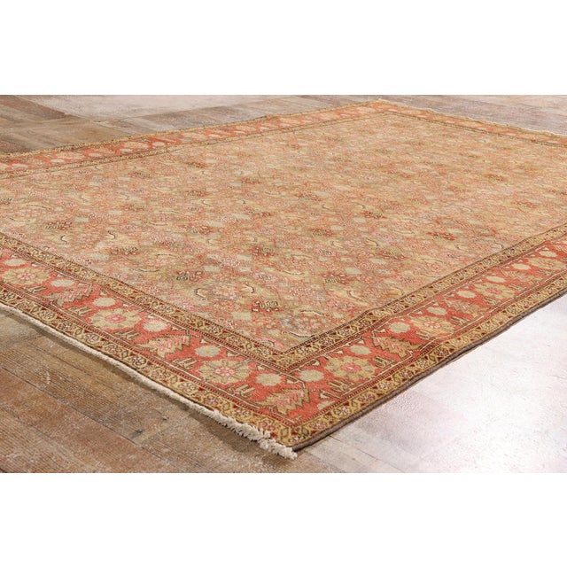 Tan Antique Persian Tabriz Rug, 05'04 X06'08 For Sale - Image 8 of 10