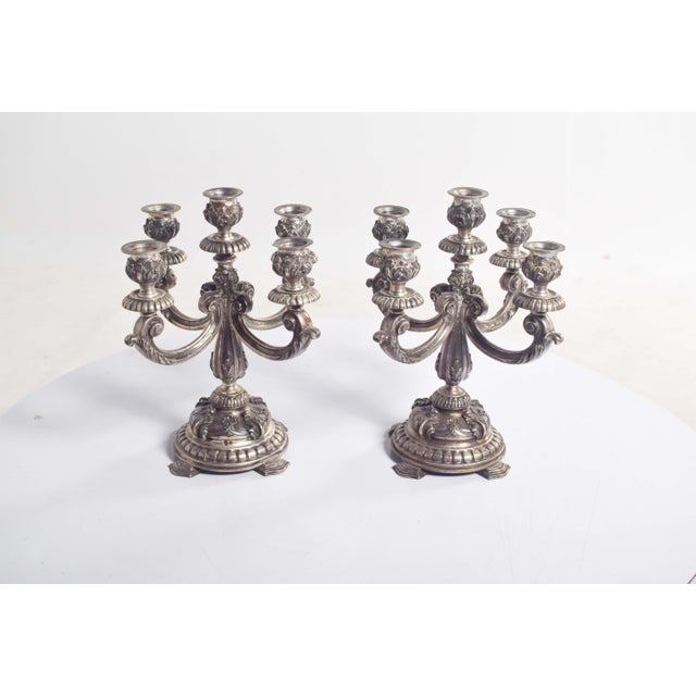 Silver Five-Light Candelsticks, 1900, Set of 2 For Sale - Image 15 of 15