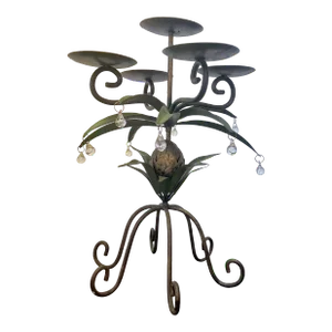 1980s Italian Tole and Metal Pineapple Candelabra