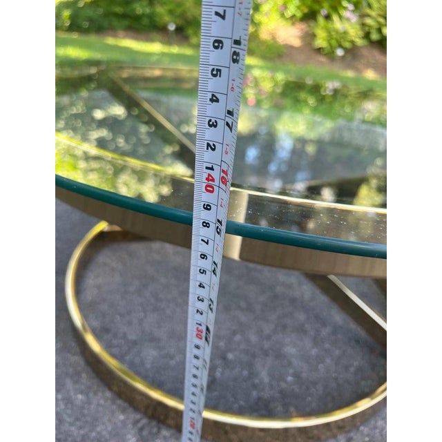 Milo Baughman Round Brass and Glass Table For Sale - Image 15 of 18