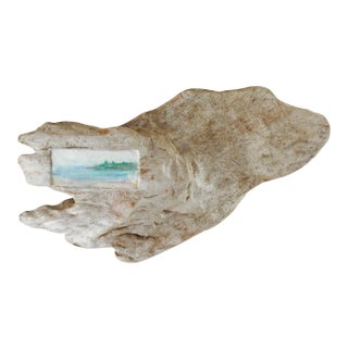 Tiny Mixed Media Coastal Seascape Painting Driftwood Frame For Sale