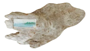 Tiny Mixed Media Coastal Seascape Painting Driftwood Frame