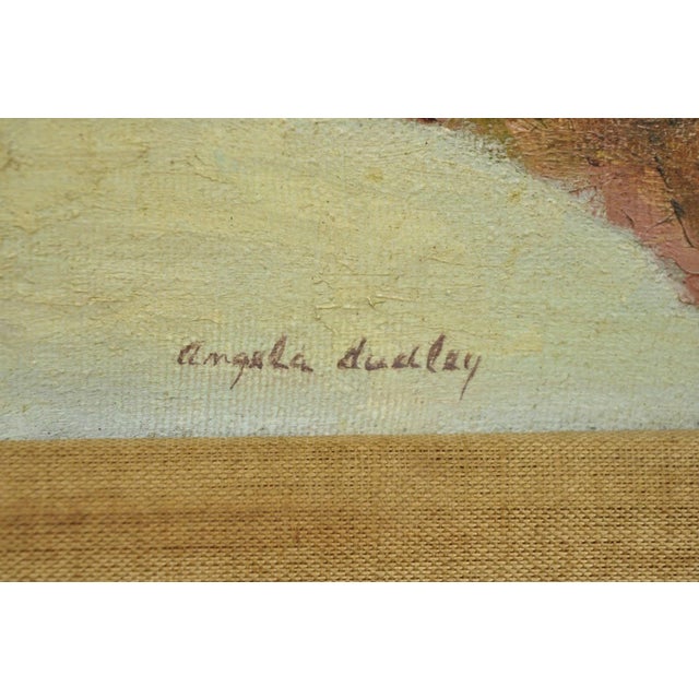 Brown Vintage Angela Dudley "Lake Garda. Italy" Italian Hollywood Regency Oil Painting For Sale - Image 8 of 18