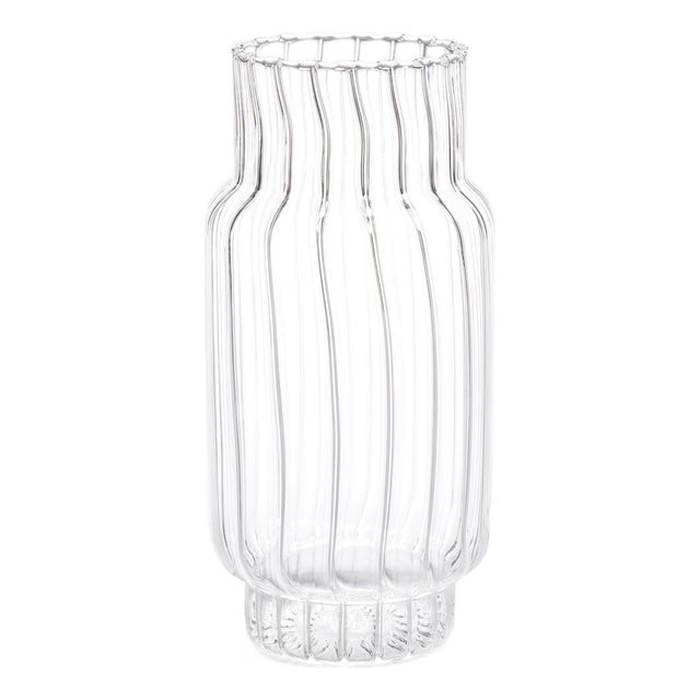 Mimo Clear Optic Glass Vases, Set of 2 For Sale