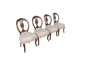 Walnut Chairs by Luigi Filippo, Italy, 1800s, Set of 4