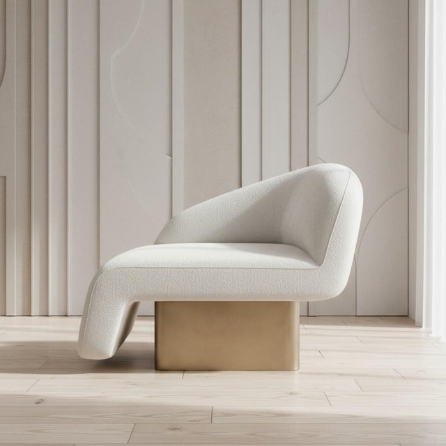 White Kaia Modern White Boucle Right Arm Accent Chair For Sale - Image 8 of 11