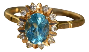 The Aurelian: Ladies 14K Topaz and Diamond Halo Ring