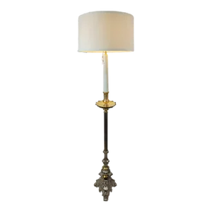 1920s French Baroque Gilt Bronze & Brass Floor Lamp