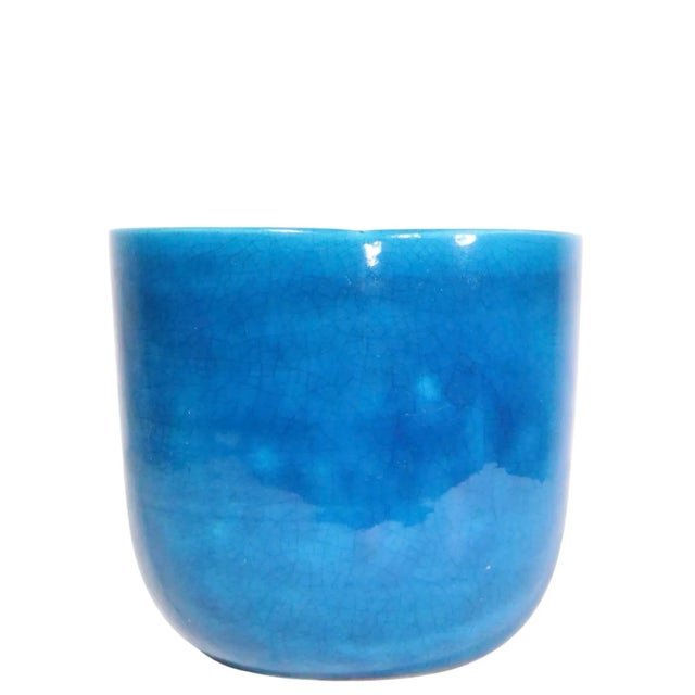 Vintage French Blue Craquelure Vase For Sale - Image 10 of 13