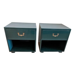 Henredon Artifacts Gloss Green Nightstands - a Pair For Sale