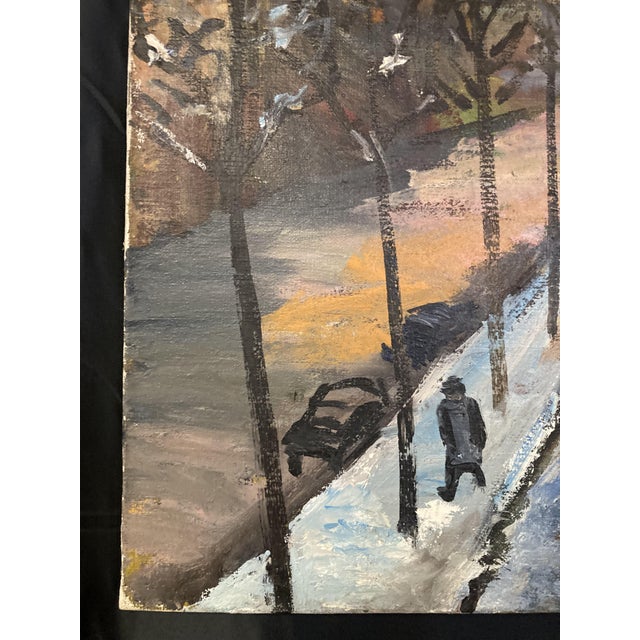 Geneviève Chapront, Snowy Boulevard Saint-Germain, 1950s, Oil on Canvas For Sale - Image 7 of 10