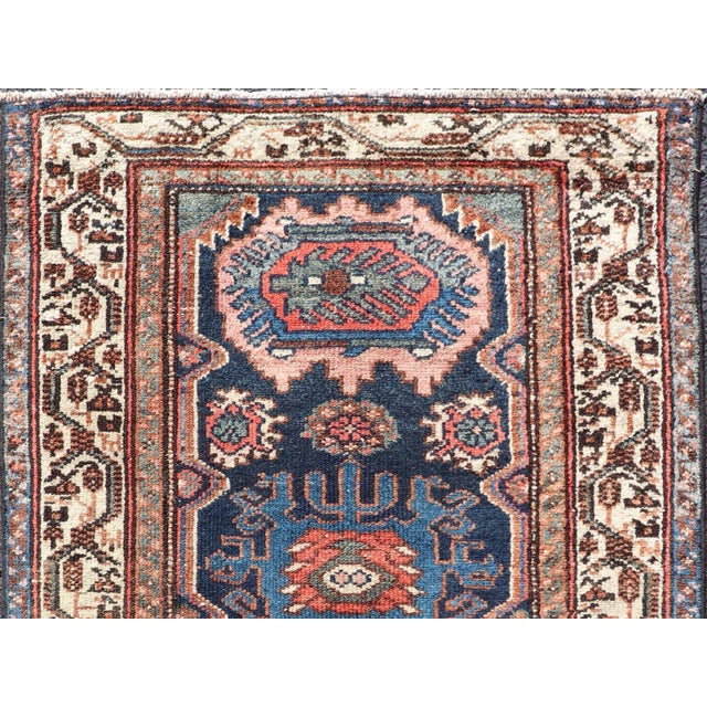 Blue Antique Persian Hamadan Rug With Medallion Design in Multicolor 2'6 X 3'6 For Sale - Image 8 of 10