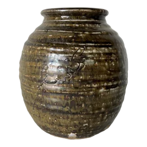 Mid Century Ceramic Stoneware Studio Pottery Vase, Signed