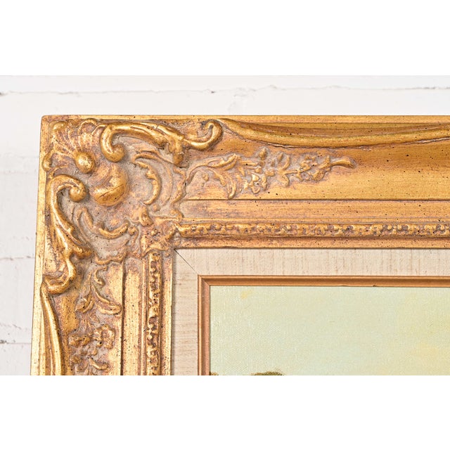Original Artist Signed Scenic Fall Drive Oil Painting in Carved Giltwood Frame For Sale In South Bend - Image 6 of 12