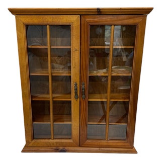 Vintage Mid Century Rustic Farmhouse, Cabin, Lodge Knotty Pine Display Cabinet For Sale