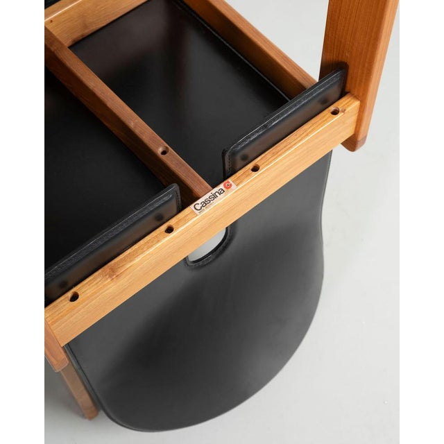 Wood Model 121 Chairs in Black Leather by Tobia & Afra Scarpa for Cassina, 1970s, Set of 8 For Sale - Image 7 of 9