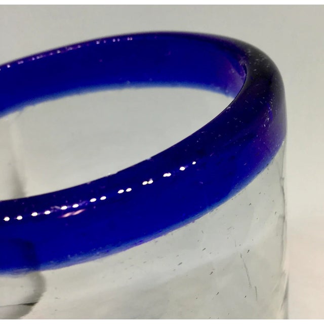 1920s Vintage Cobalt Blue Rimmed Flower Vase For Sale - Image 5 of 9