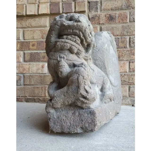 A magnificent, extremely scarce architectural ornament from a Buddhist temple in Tibet. The solid stone sculpture hand...