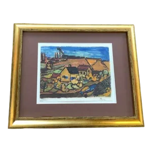 Vintage 1933 Original Oil Painting by Fritz Faiss Titled “Rural Area”, Framed and Signed