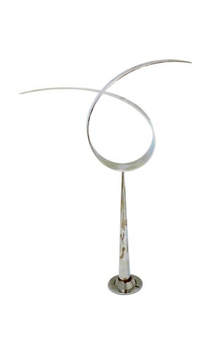 David Herschler, Elijah David Herschler Chrome Steel Modernist Free Form Kinetic Ribbon Sculpture, c.1970's-1980's
