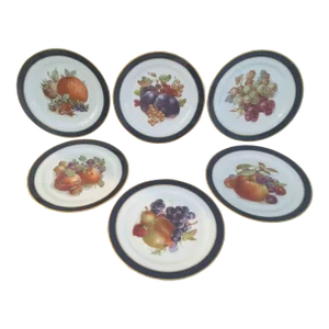 1970s Heinrich Germany Fruit Motif Dessert/Display Plates, Set of 6