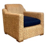 Vintage Ralph Lauren Woven Rattan Armchair For Sale