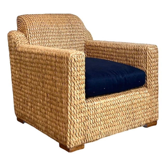 Vintage Ralph Lauren Woven Rattan Armchair For Sale