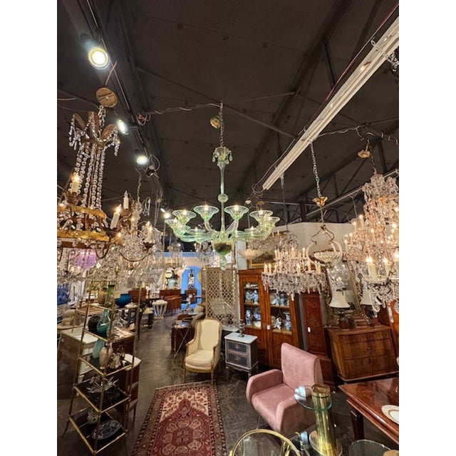 Murano Pale Green 12-Light Chandelier For Sale In Dallas - Image 6 of 6