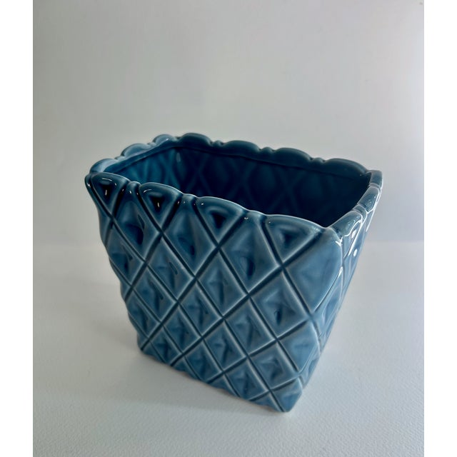 Mid Century Modern Cornflower Blue Ceramic Planter For Sale - Image 9 of 17
