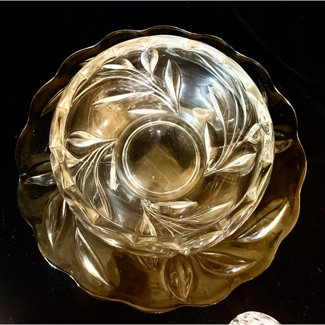 Mid 20th Century Indiana Glass Willow Punch Bowl Set With Cream and Sugar Set - Set of 4 For Sale - Image 12 of 12