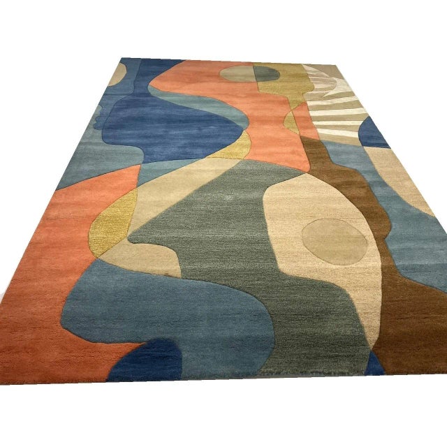 Textile 2020s Fine Hand Tufted Abstract Rug For Sale - Image 7 of 11