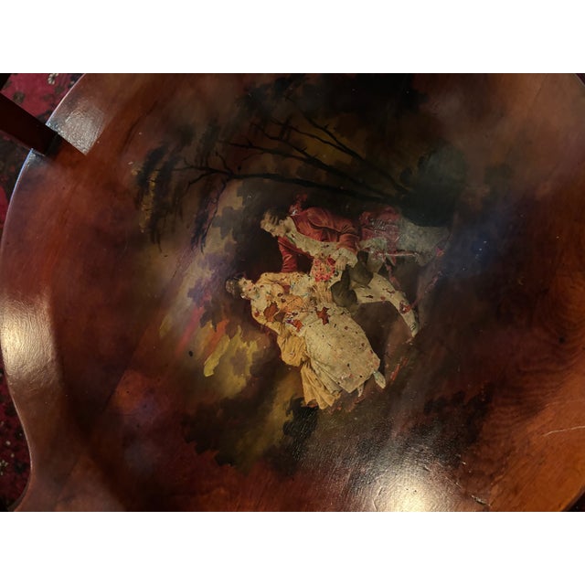 Antique Victorian Mahogany Tête-À-Tête Bench With Hand-Painted Panels & Ormolu Mounts [RGre] For Sale In Seattle - Image 6 of 9