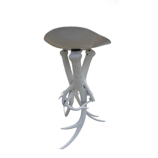 1980s Pair of Faux Antler Metal Stools For Sale - Image 4 of 8