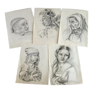 Mid 20th Century Old Master Artwork Drawings: Fouquet, Dürer, Titian (Set of 5) - Unknown Artist For Sale