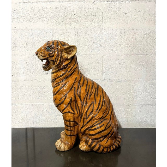 Plastic Vintage Resin Tiger Sculpture For Sale - Image 7 of 8